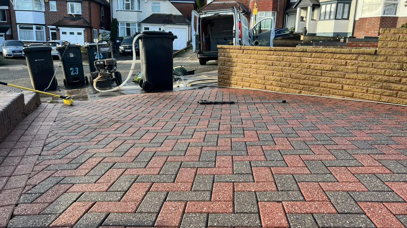 All Saints Jet Washing cleaning a driveway in Bromsgrove