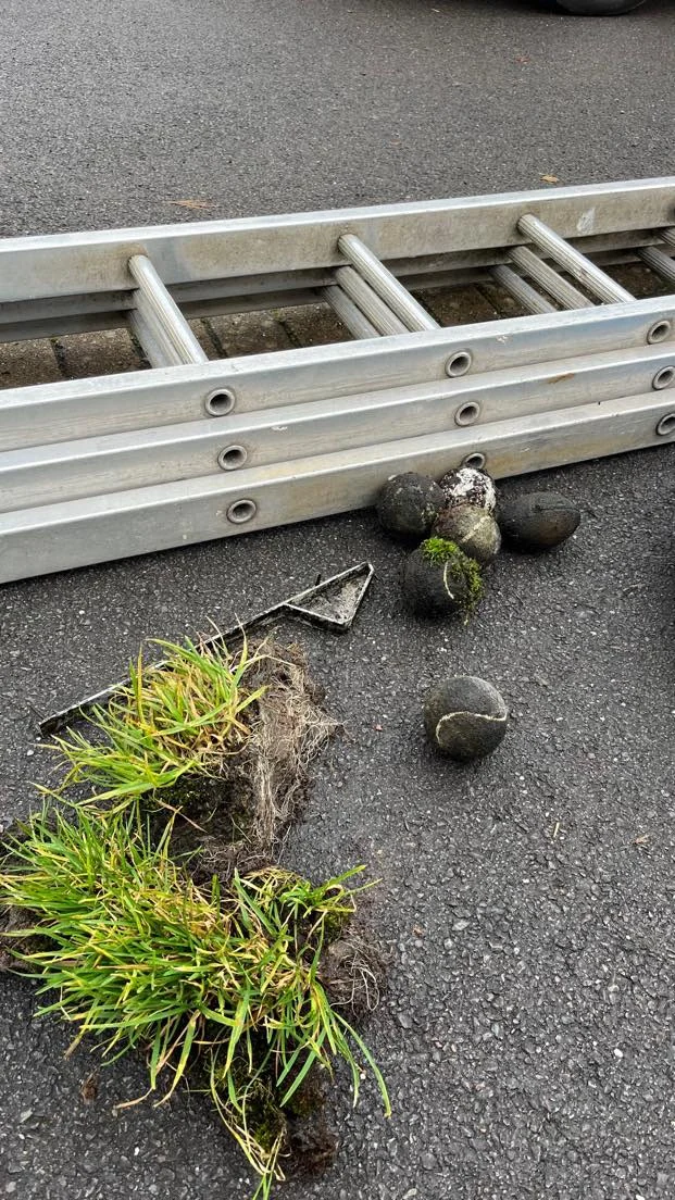 Debris removed from a gutter