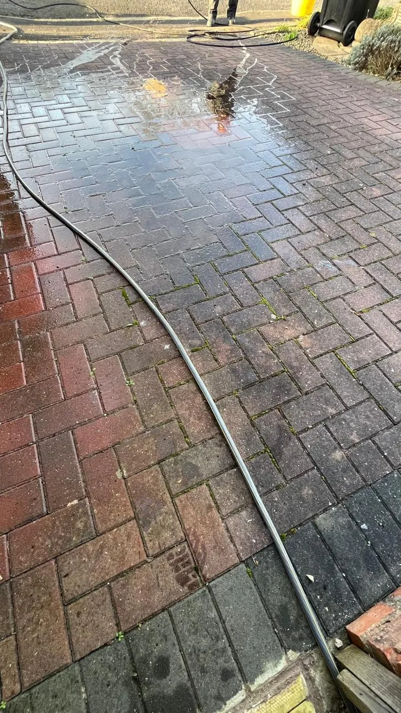 Driveway detail before jet washing