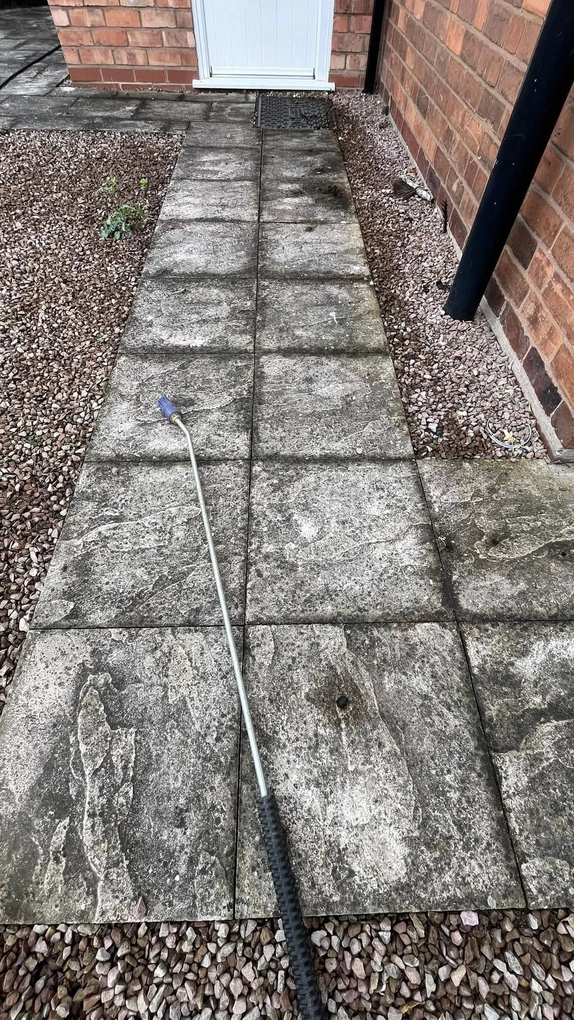 Garden path before jet washing in Bromsgrove