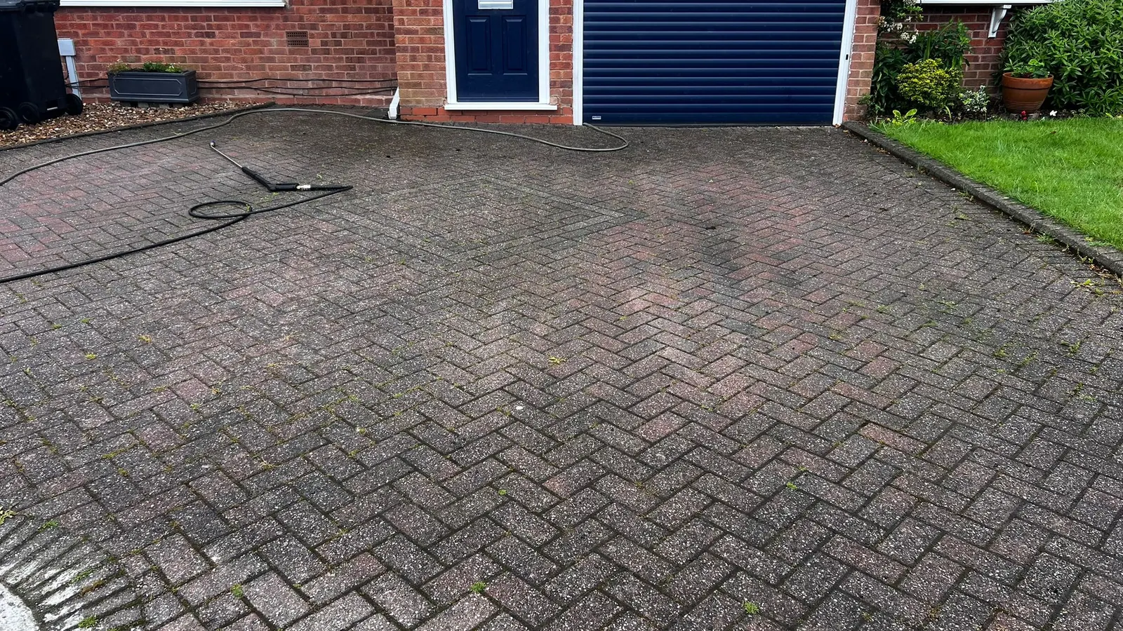 Block driveway before jet washing in Bromsgrove