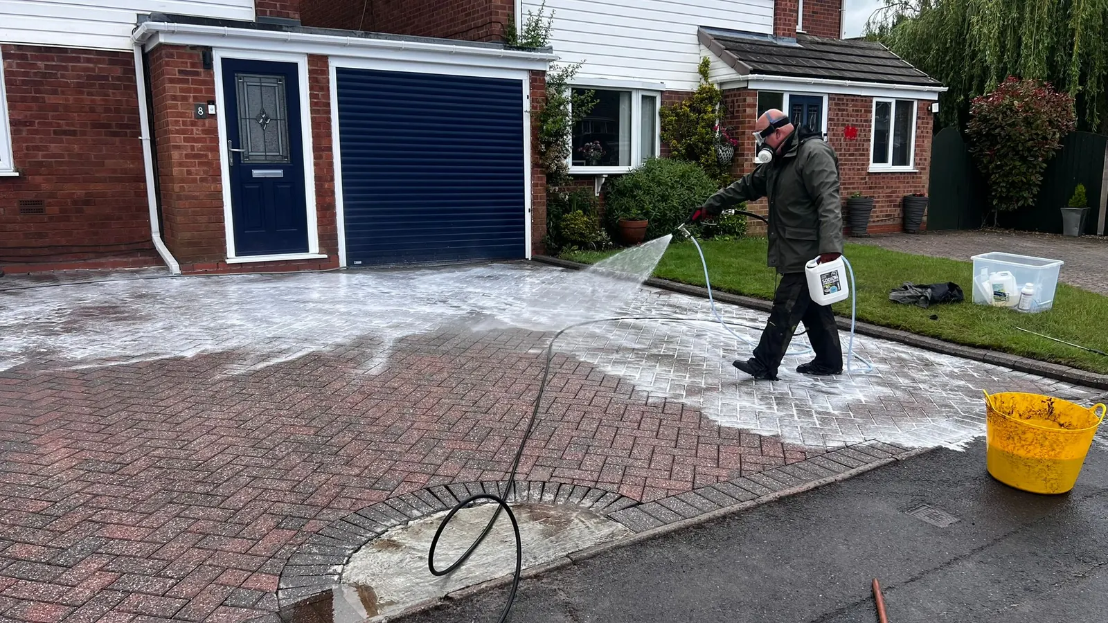 Moss treatment on block paving in Bromsgrove