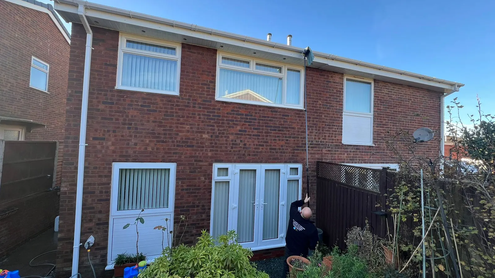 Fascia and gutter cleaning in progress in Bromsgrove