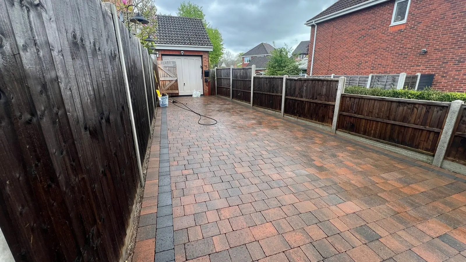 Long block driveway after cleaning