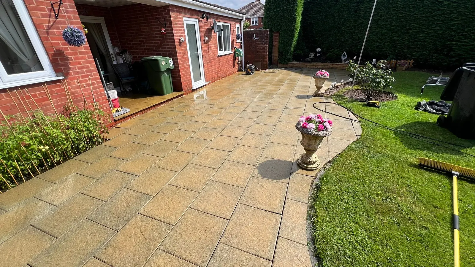 Same patio slabs after jet washing in Bromsgrove