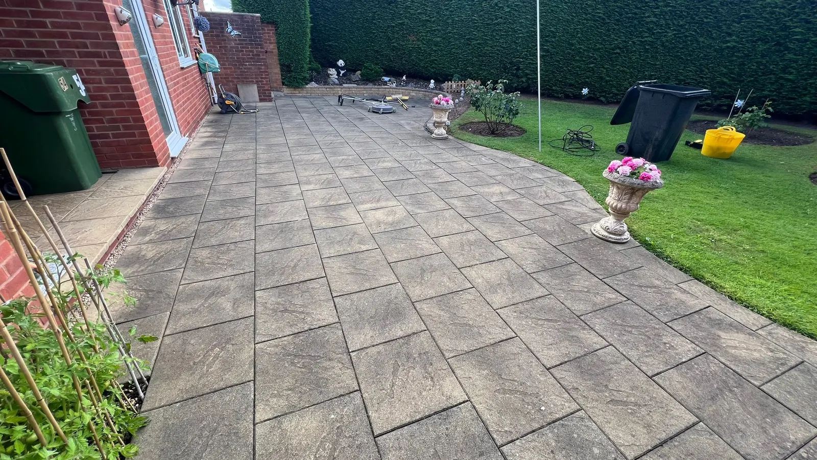 Patio slabs before jet washing in Bromsgrove