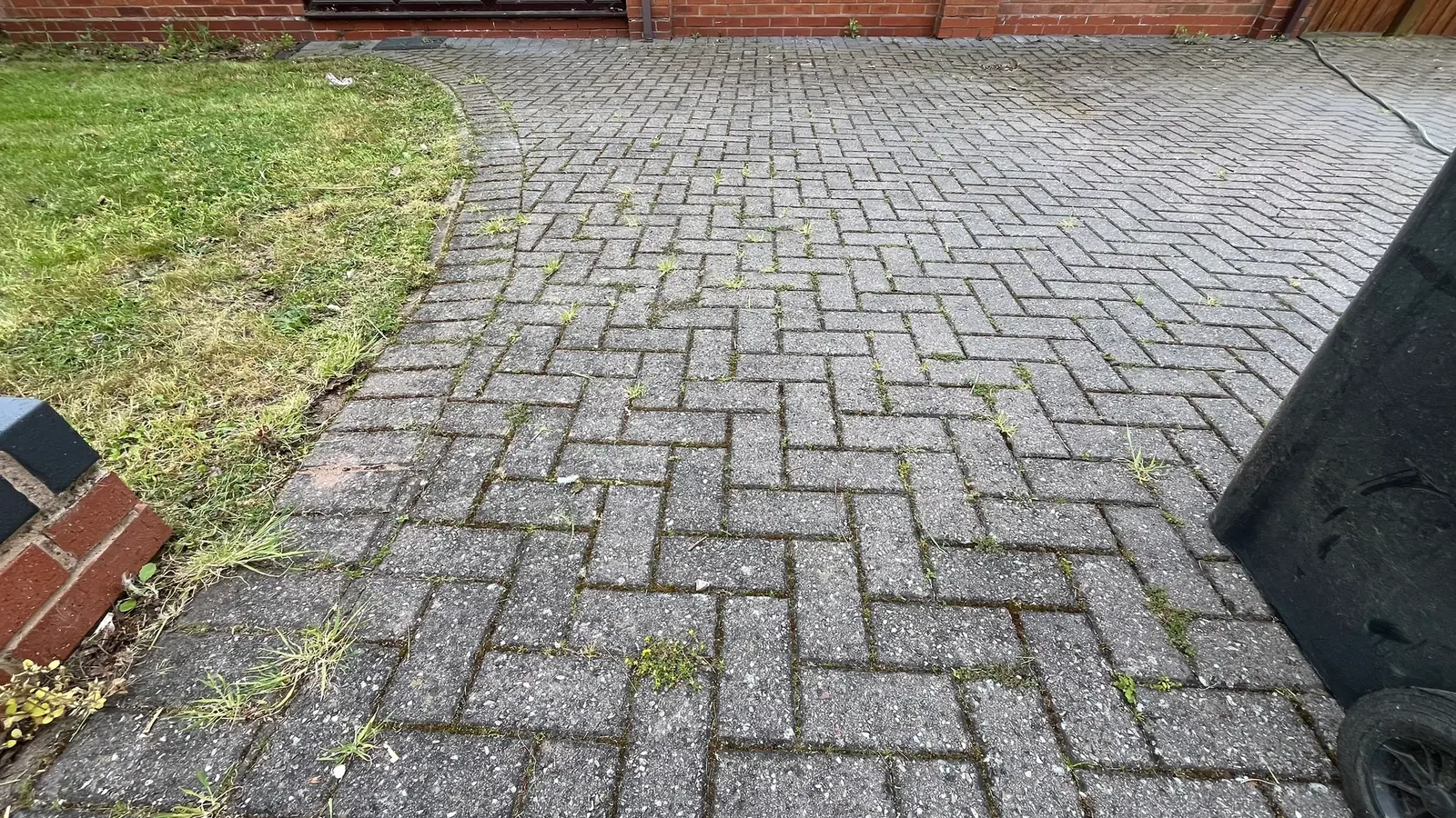 Block paving before cleaning