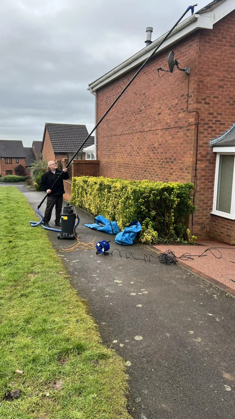 SkyVac gutter vacuum cleaning gutters in Bromsgrove